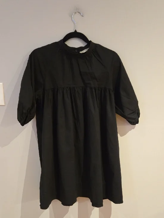 Everlane Black Puff-Sleeve Mini Dress - Picture 3 of 5